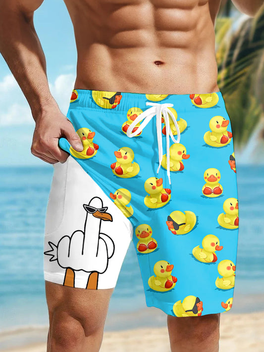 Short à séchage rapide doublé imprimé de style de vacances pour hommes