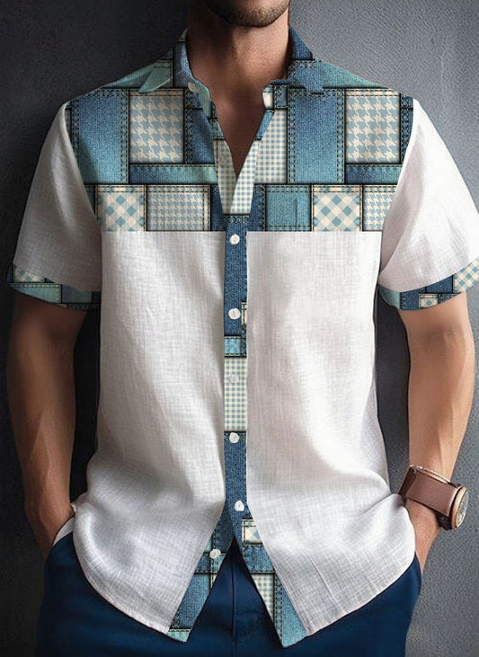 Chemise Patchwork Casual Homme