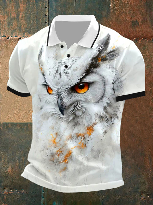 Polo décontracté motif hibou vintage pour hommes