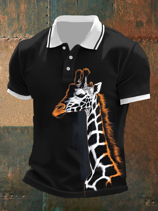 Polo décontracté à motif de zèbre vintage pour hommes