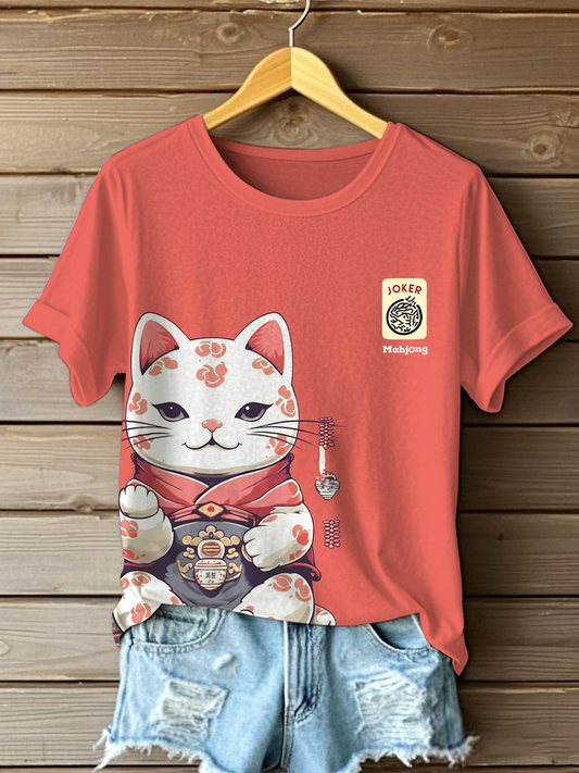 T-shirts Lucky Cat Mahjong pour femmes