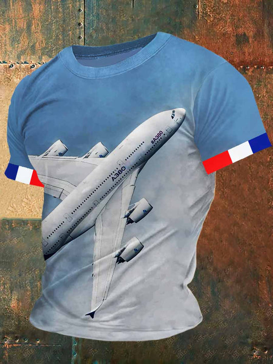 La technologie française Avion civil Imprimer T-shirt à manches courtes de mode Vintage