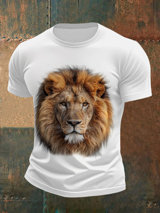 T-shirts imprimés amusants pour le visage de lion pour hommes