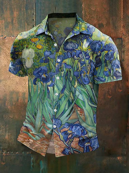 Chemises homme imprimé national français fleur iris