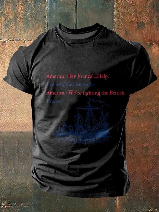 France nous aider à imprimer la mode vintage à manches courtes t-shirt