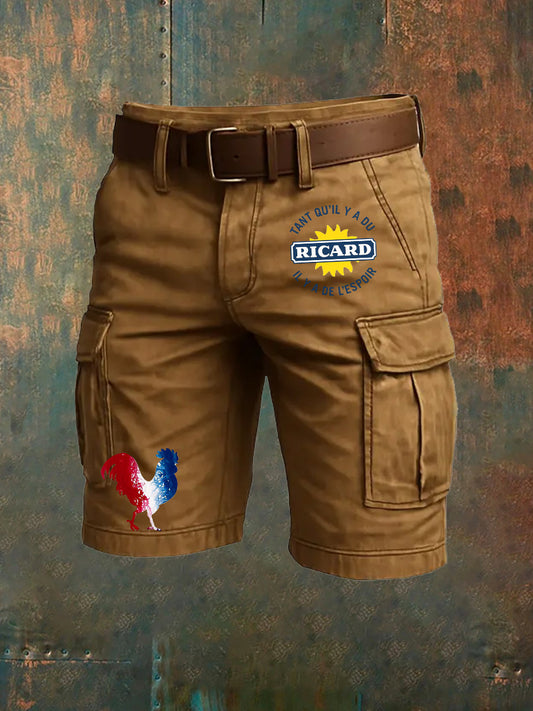 Short décontracté motif art français pour hommes
