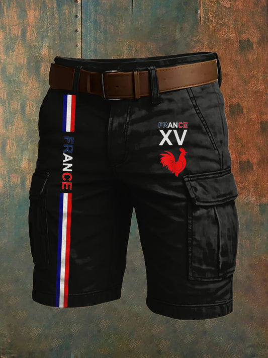 Short décontracté motif art français pour hommes
