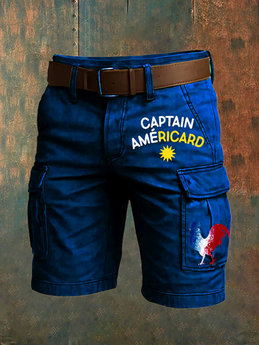 Short décontracté motif art français pour hommes