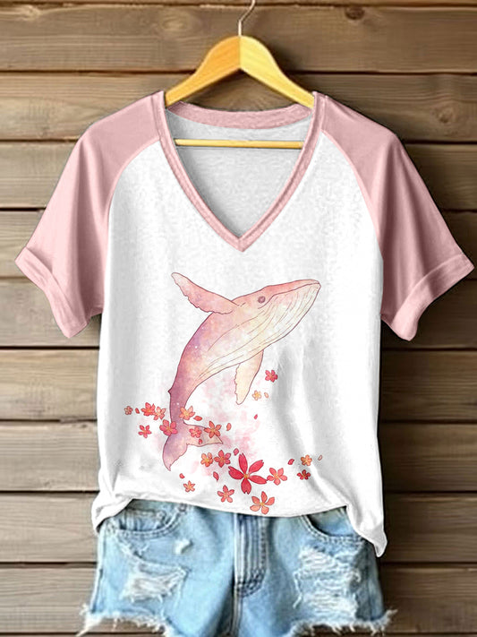 T-shirt à imprimé mignon Whale Art Femme