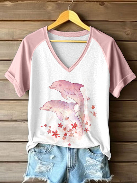 T-shirt à imprimé mignon Dolphin Art Femme