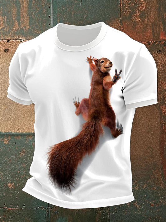 T-shirts occasionnels d'impression d'écureuil des hommes
