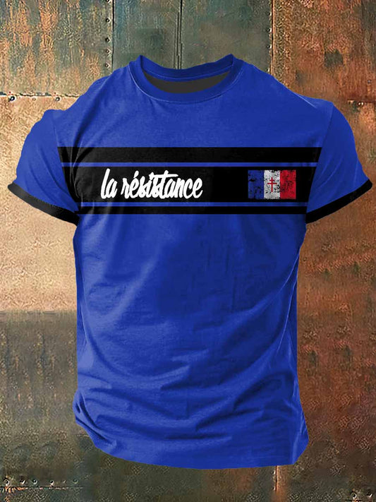 T-shirt à manches courtes France Print Vintage Fashion pour hommes
