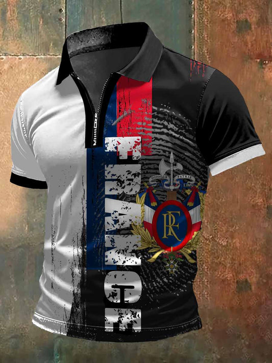 T-shirt à manches courtes France In DNA Print à col polo pour homme