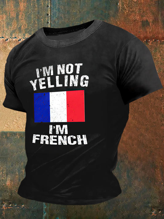 Je ne crie pas je suis Franch Imprimer T-shirt à manches courtes de mode vintage