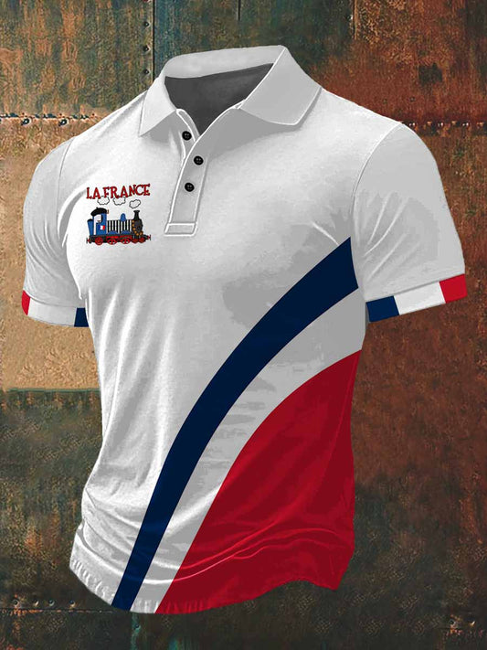 T-shirt à manches courtes La France Print Polo Neck Homme
