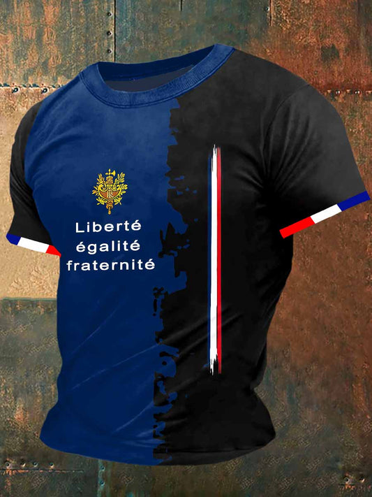 Liberty Equality Fraternité Imprimer Vintage Fashion T-shirt à manches courtes