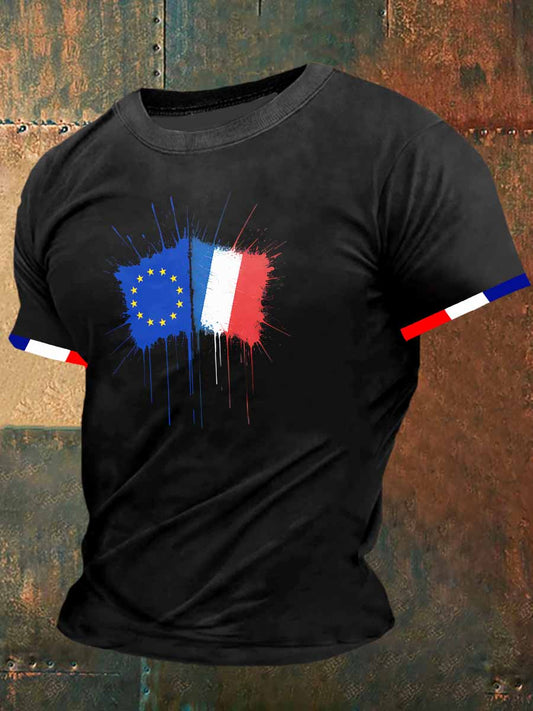 T-shirt à manches courtes pour hommes France et Eu Print Vintage Fashion