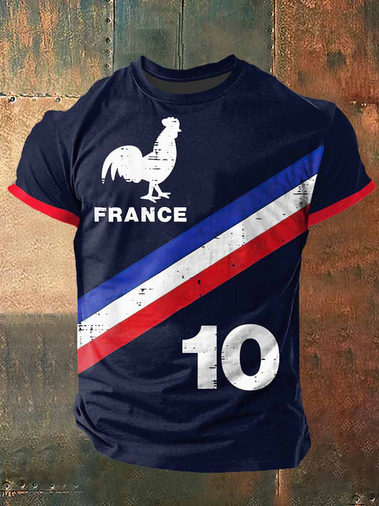 T-S à manches courtes n ° 10 coq pour hommes Vintage Fashion