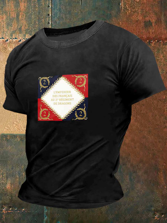 T-shirt à manches courtes France Print Vintage Fashion pour hommes