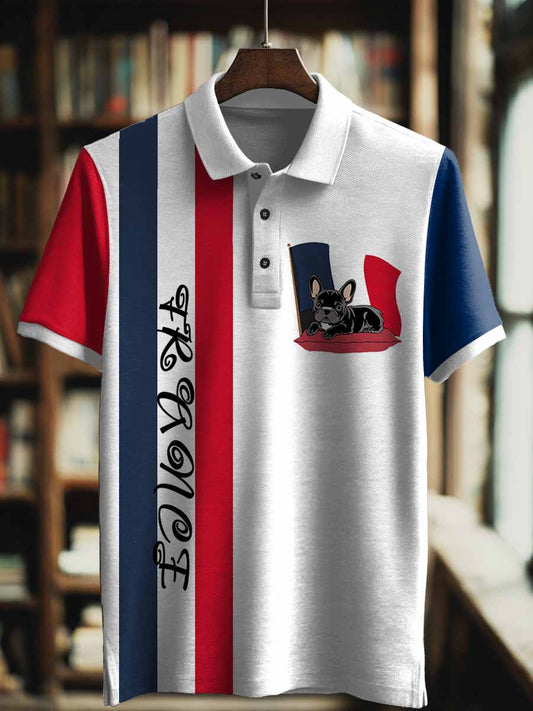T-shirt à manches courtes à col polo imprimé France pour homme