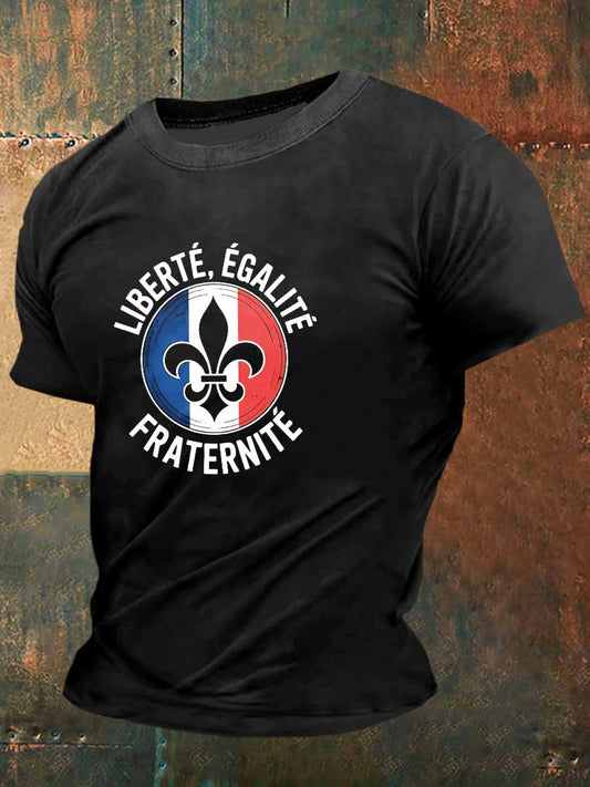 Liberty Equality Fraternité Imprimer Vintage Fashion T-shirt à manches courtes