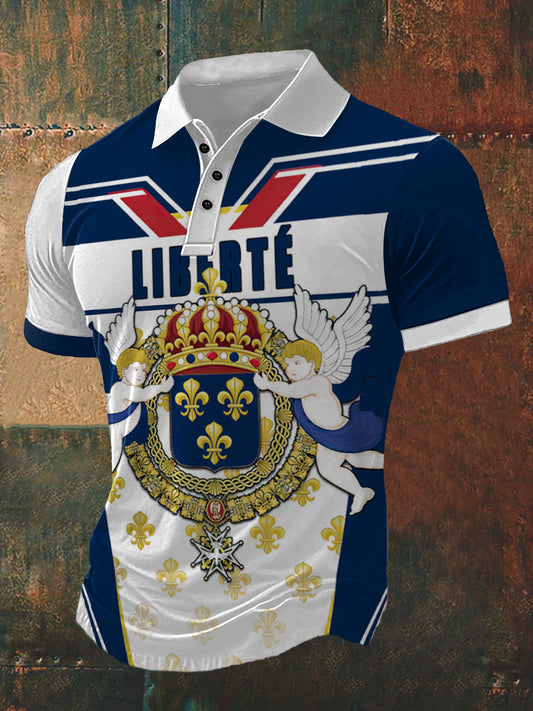 T-shirt à manches courtes Liberté Et Égalité Print Polo Neck Homme