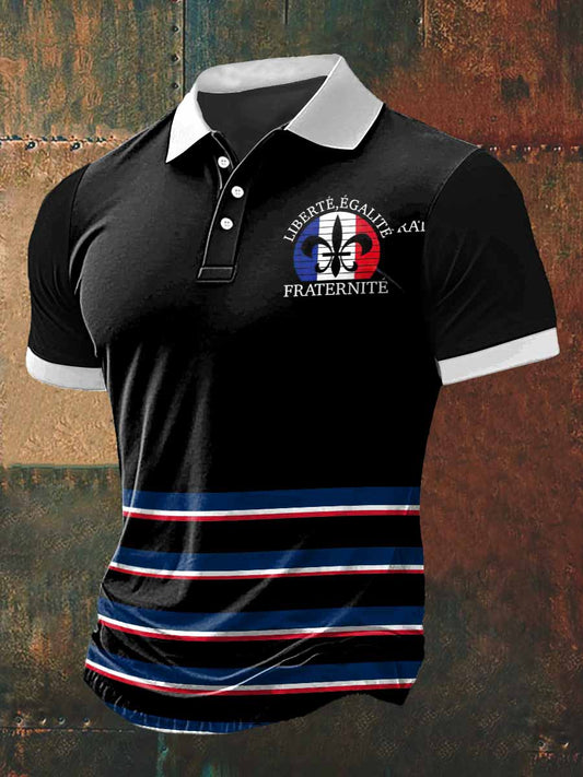 T-shirt à manches courtes à col polo imprimé Liberté Et Égalité
