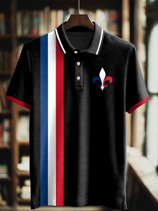 T-shirt à manches courtes à col polo imprimé France pour homme