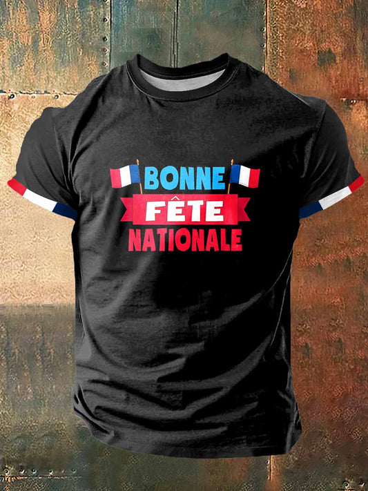 Commémorez T-shirt à manches courtes Vintage Fashion imprimé fête nationale
