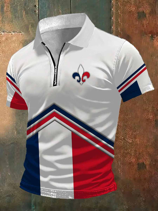 T-shirt à manches courtes à col polo imprimé France pour homme