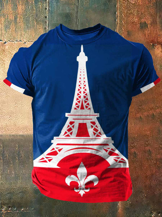 Paris Saint-Germain Print Vintage Fashion T-shirt à manches courtes pour hommes