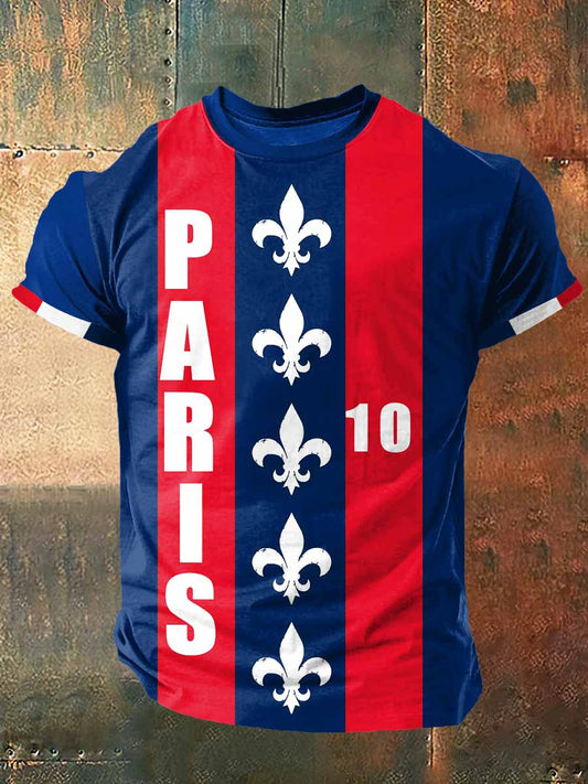 Paris Print Vintage Fashion T-shirt à manches courtes pour hommes