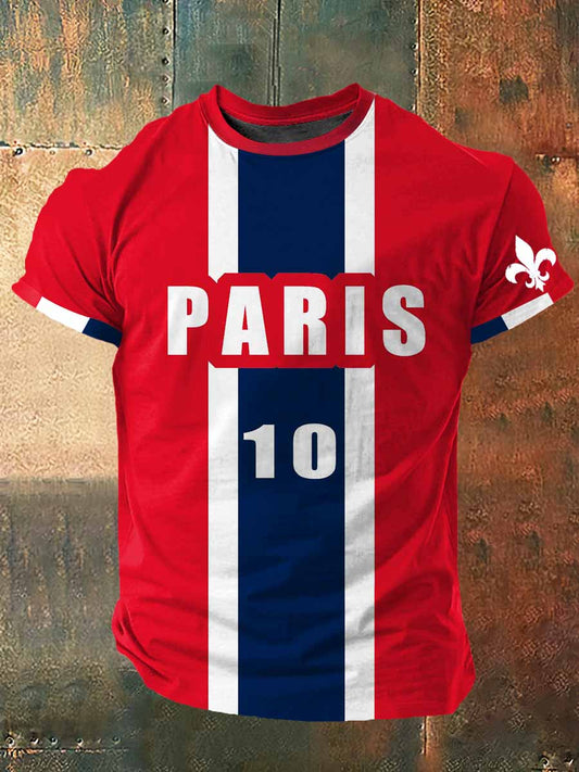 Paris 10 Print Vintage Fashion Plunger T-shirt à manches courtes pour hommes