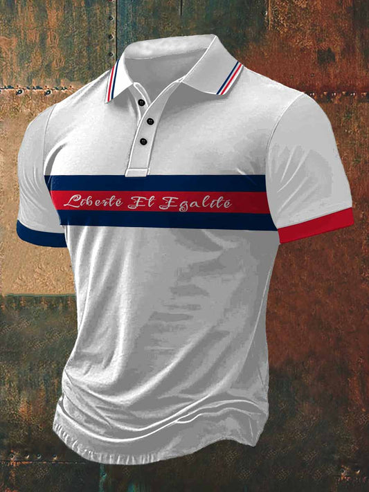 T-shirt à manches courtes Freedom And Equality Print Polo Neck pour homme