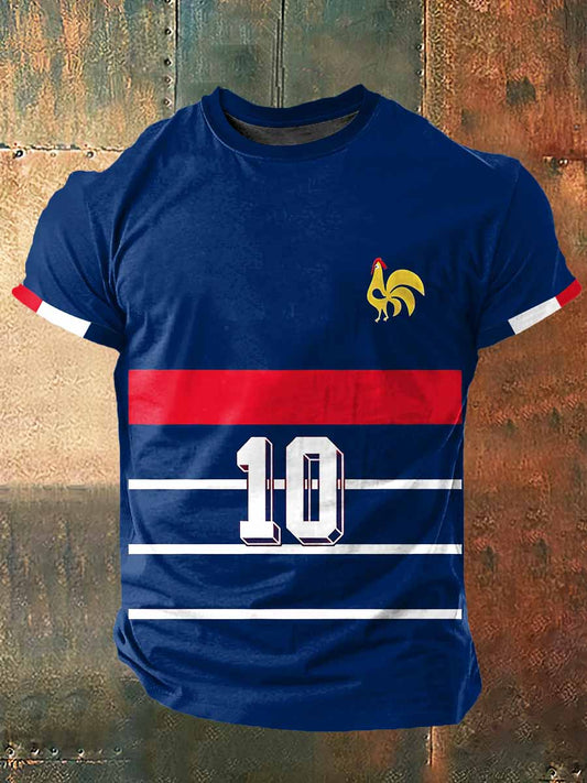 N ° 10 Imprimer Vintage Fashion T-shirt à manches courtes pour hommes