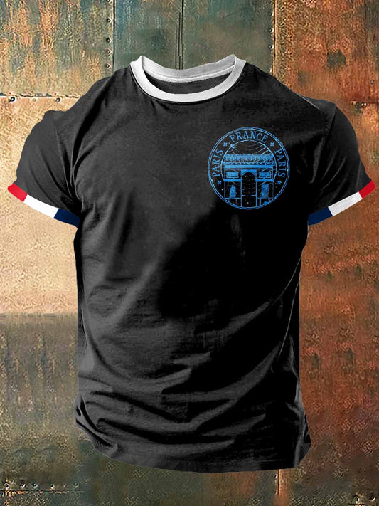 Arc De Triomphe Imprimer Vintage Fashion T-shirt à manches courtes pour hommes