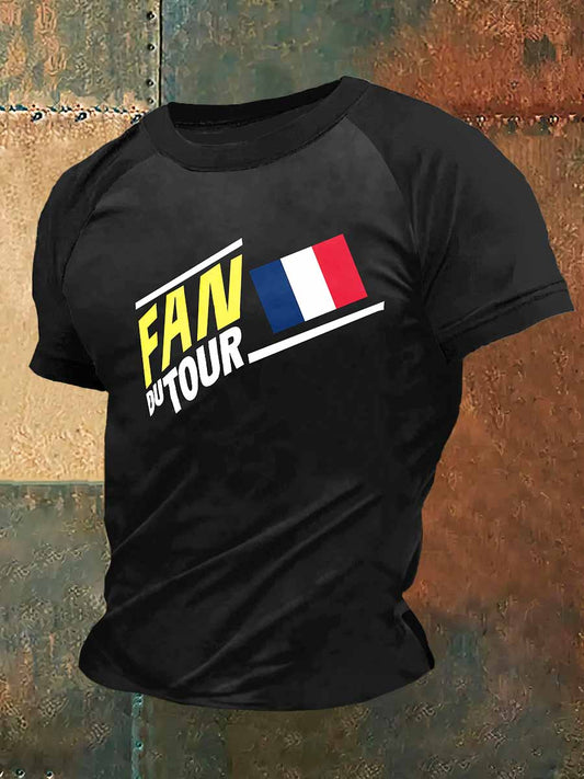 Tour De France Rallye Imprimer Mode Vintage Plongeur T-shirt à manches courtes