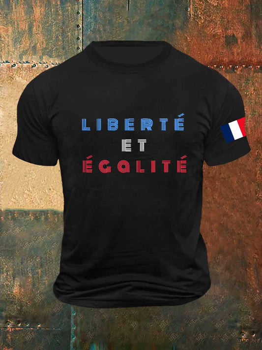 T-shirt à manches courtes Liberté Ét Egalité Print Vintage Fashion Homme