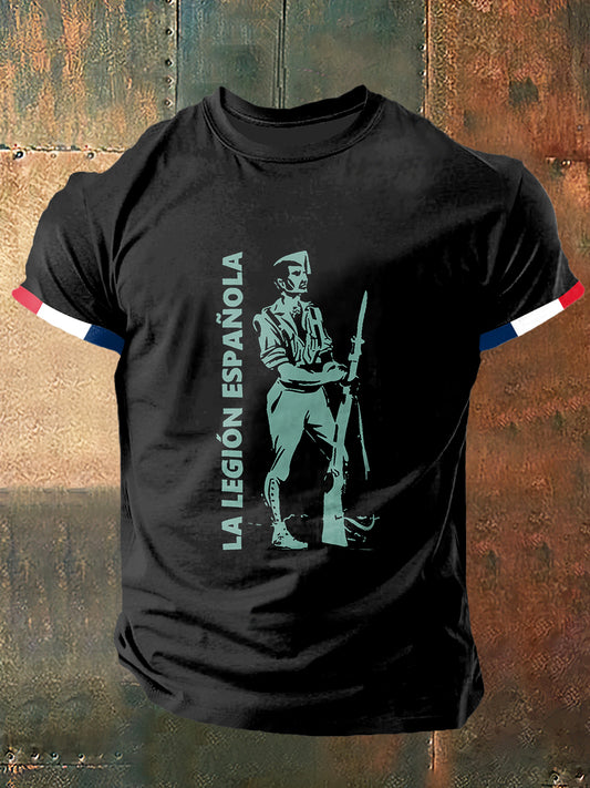 T-shirt à manches courtes La Legion Espanola Print Vintage Fashion pour homme