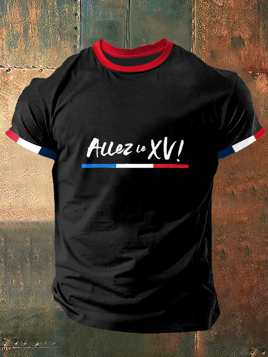 T-shirt à manches courtes à la mode Vintage Allez-Le XV pour homme