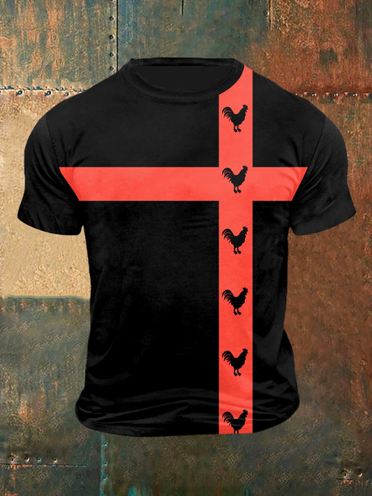 Coq Imprimer Vintage Fashion T-shirt à manches courtes pour hommes