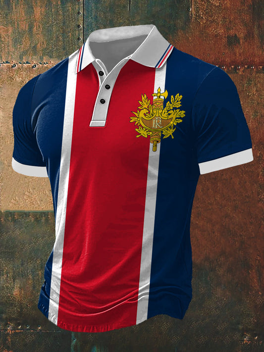 T-shirt à manches courtes col polo imprimé pour hommes