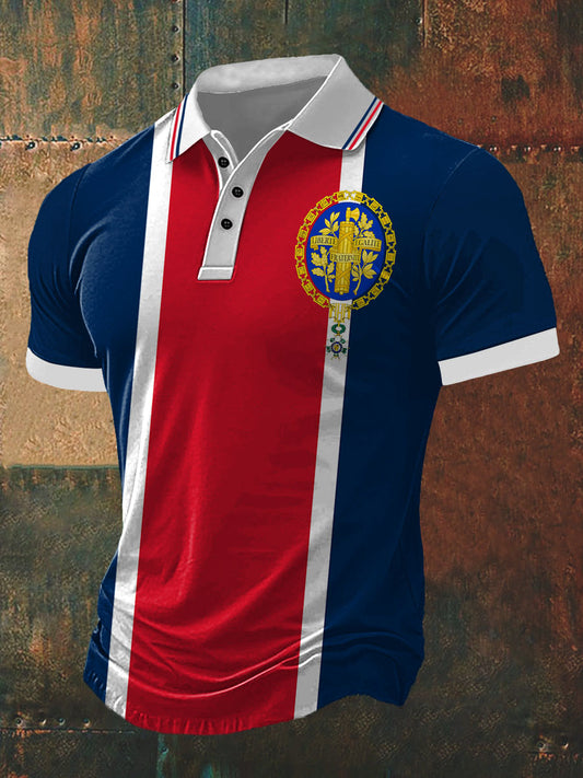 T-shirt à manches courtes Liberté Et Égalité Print Polo Neck Homme