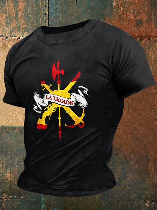 Men's Foreign Legion Print Vintage Fashion T-shirt à manches courtes