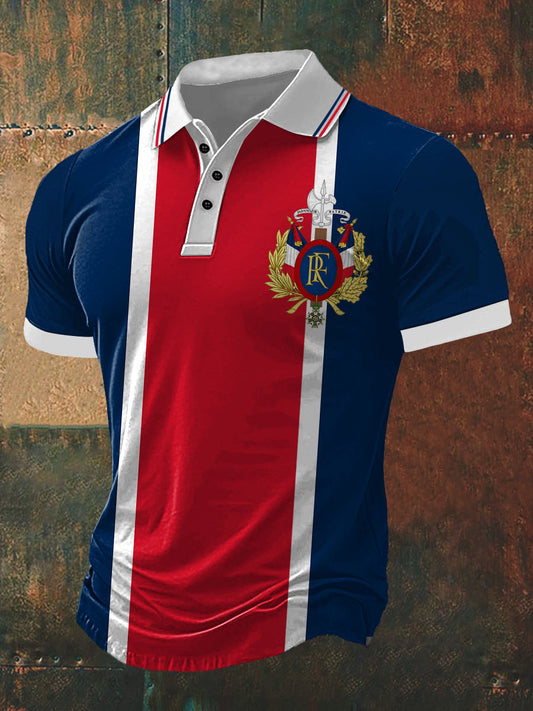 T-shirt à manches courtes col polo imprimé pour hommes