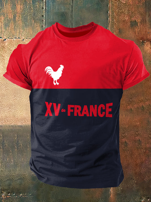 XV de France Imprimer Vintage Fashion T-shirt à manches courtes pour hommes