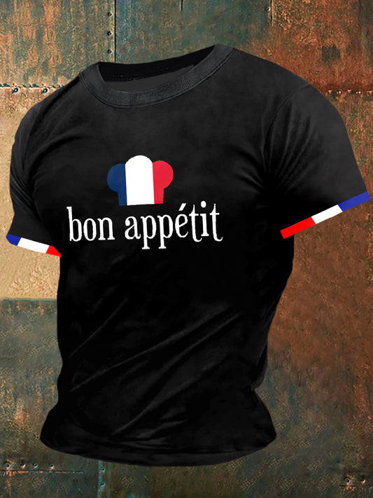 Bon appétit Print Vintage Fashion T-shirt à manches courtes pour hommes