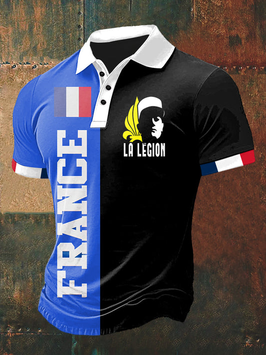 T-shirt à manches courtes France La Legion Print Polo Neck Homme