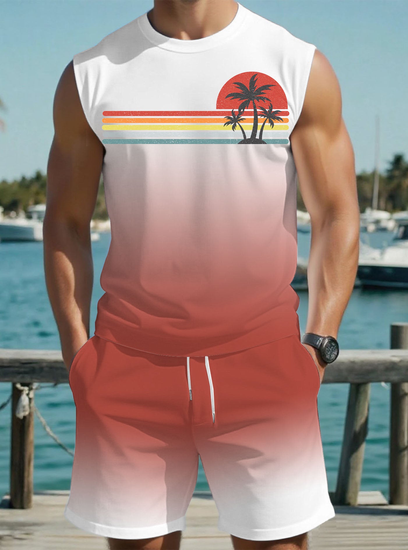 Costume décontracté à manches courtes pour hommes