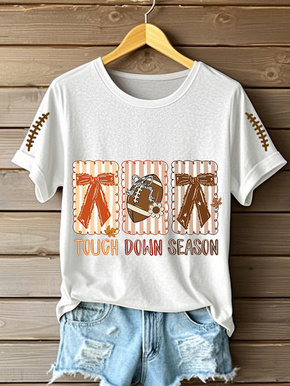 T-shirt à manches courtes Football Fall Touch Down Season pour femme